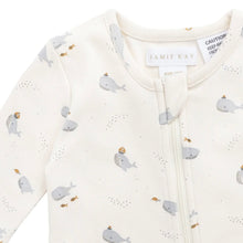 Jamie Kay Organic Cotton Reese Zip Onepiece - Whales