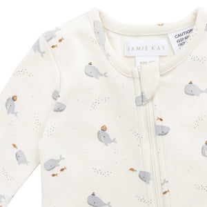 Jamie Kay Organic Cotton Reese Zip Onepiece - Whales