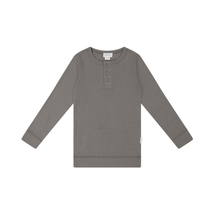 Jamie Kay Organic Cotton Modal Long Sleeve Henley - Cobblestone