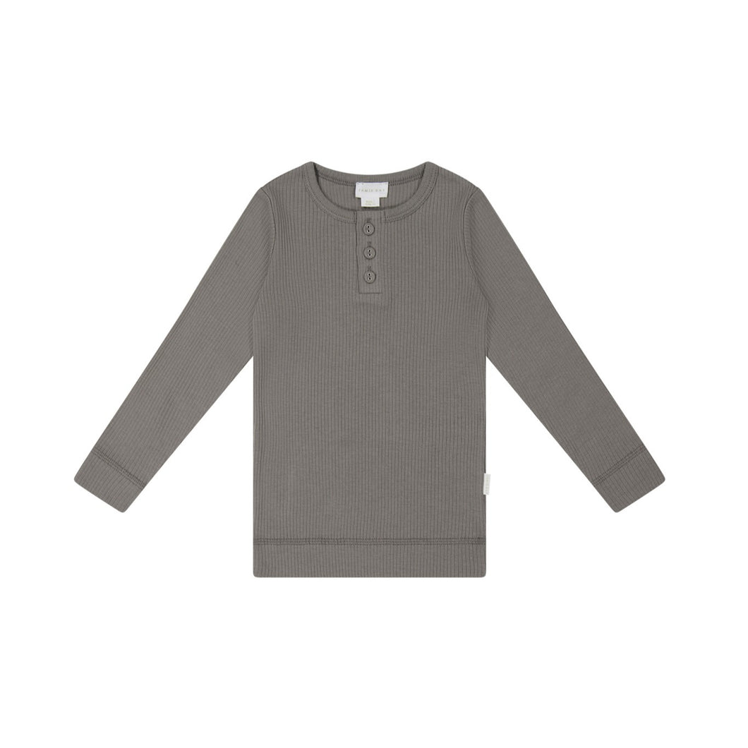 Jamie Kay Organic Cotton Modal Long Sleeve Henley - Cobblestone